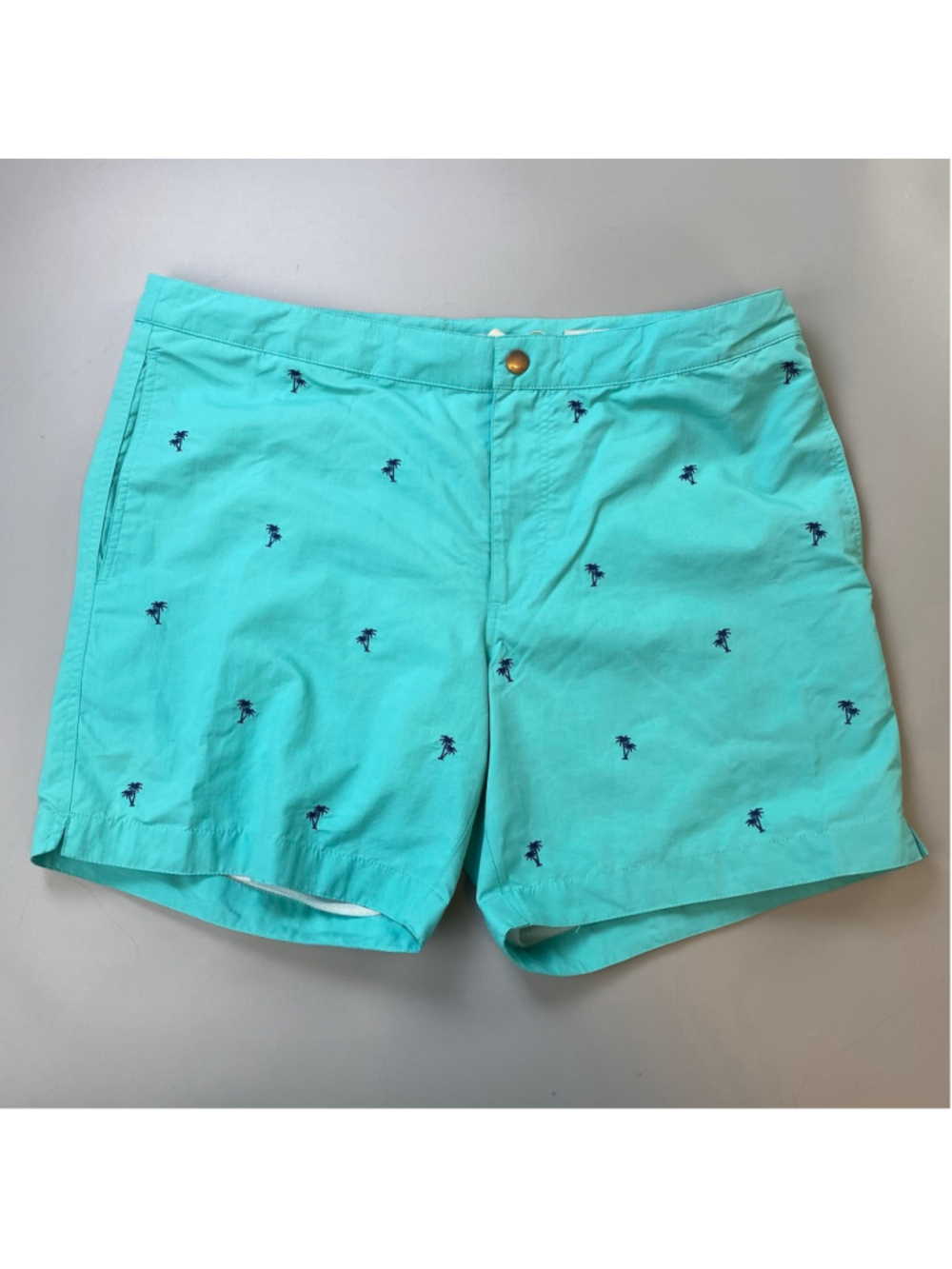Boto Swim Trunks 36 Aruba Turquoise Palm Tree Preppy Resortwear Elevated Beach